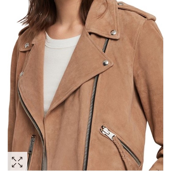 All Saints Plait Balfern Suede Biker Jacket - Picture 3 of 8